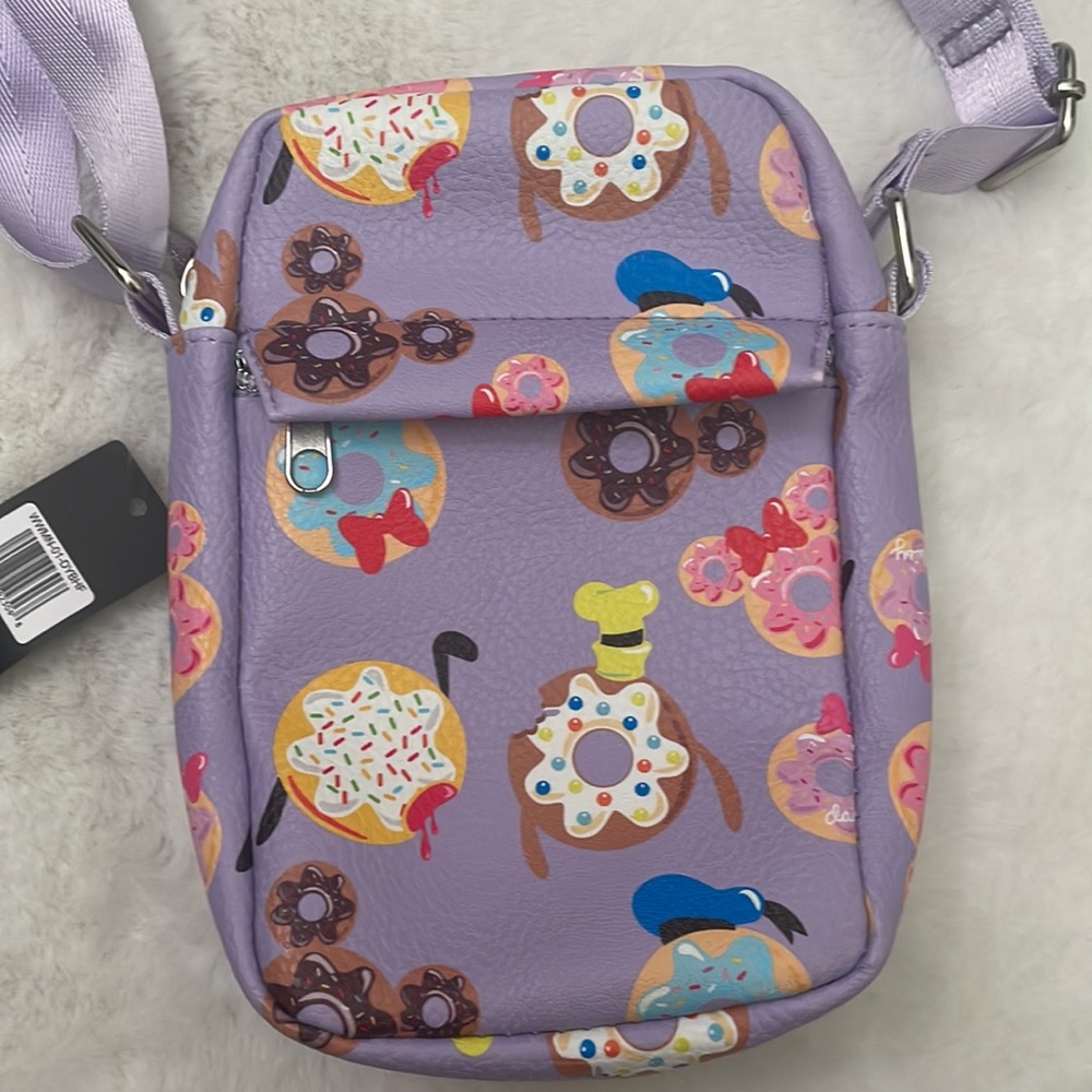 New Buckle Down Disney Purple Donut Crossbody Bag - Picture 3 of 7